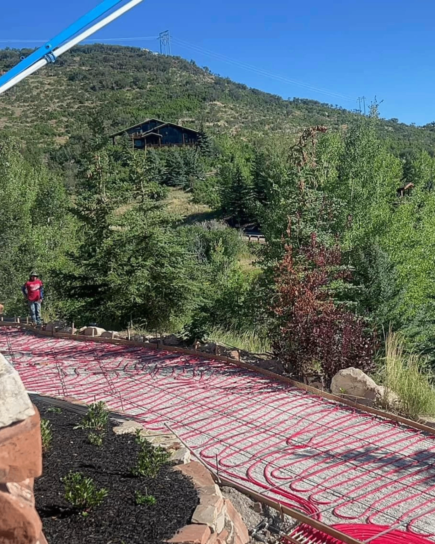 Heated driveway system at luxury Park City Utah home with snow melting