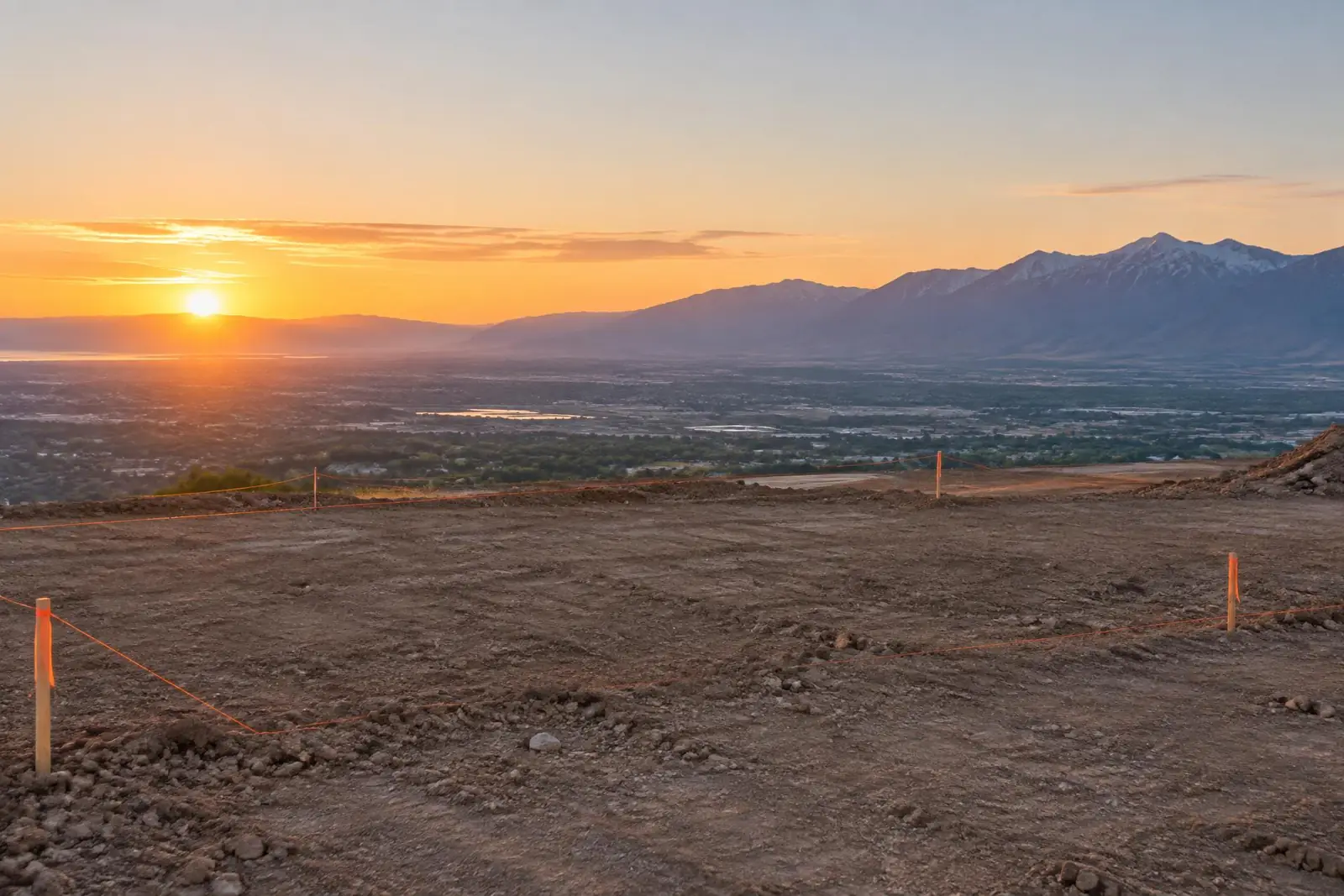 Vacant hillside building lot east of I-15 in Lehi, Utah with view corridor toward the Wasatch Range