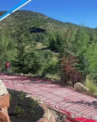 Heated driveway system at luxury Park City Utah home with snow melting