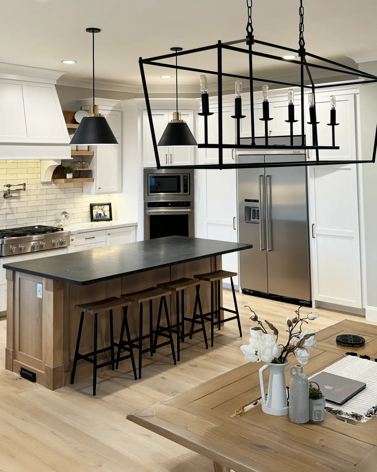 Luxury custom kitchen remodel in Utah featuring warm wood tones and premium finishes