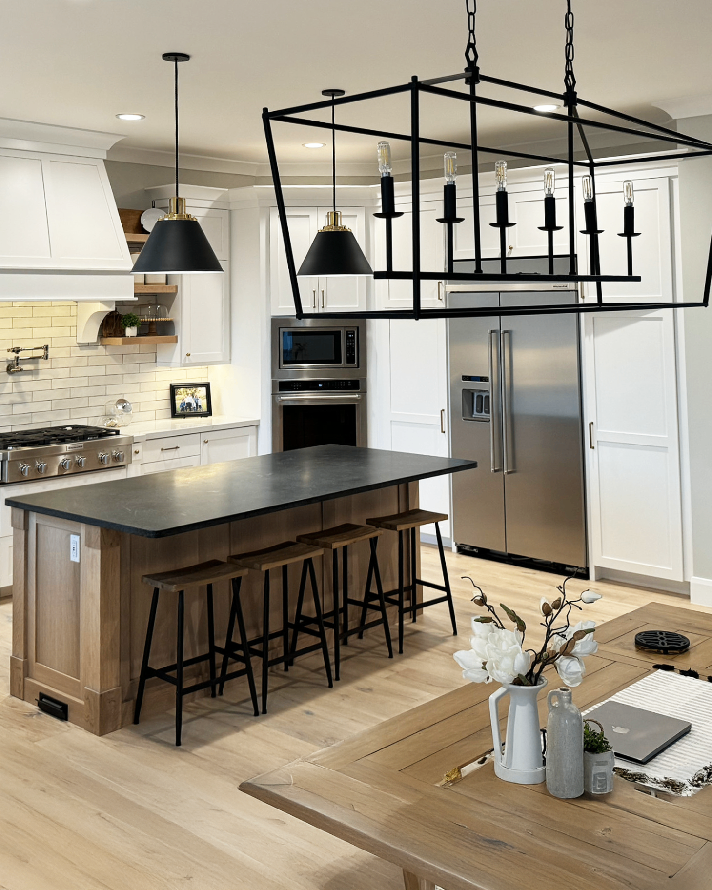 Luxury custom kitchen remodel in Utah featuring warm wood tones and premium finishes